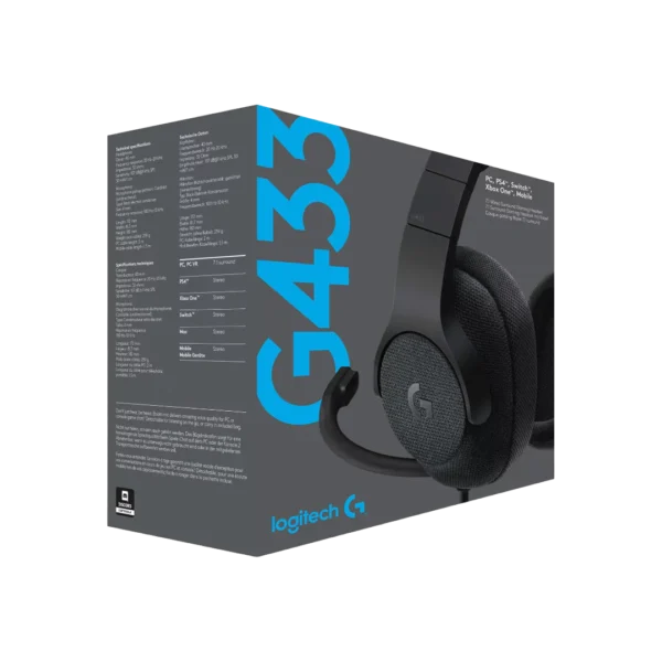 Logitech G433 7.1 Surround Sound Wired Gaming Headset Black – 981-000708 - Image 4