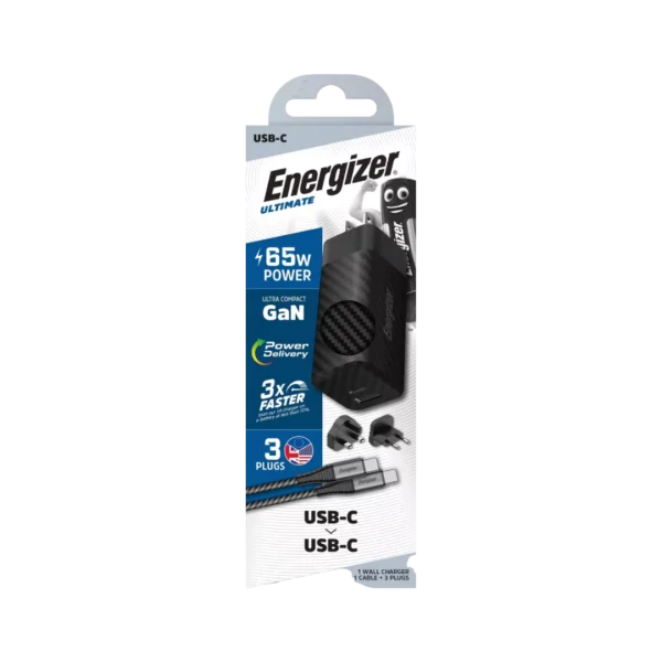 Energizer 65W Fast Charger With UK/EU/US Adapter Black - Image 4