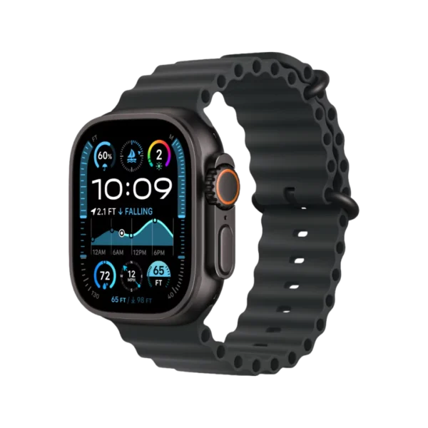 Apple Watch Ultra 2, 49mm Black Titanium Case with Black Ocean Band