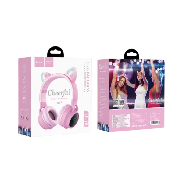 Hoco W27 Wireless Over Ear Headphones Pink - Image 3