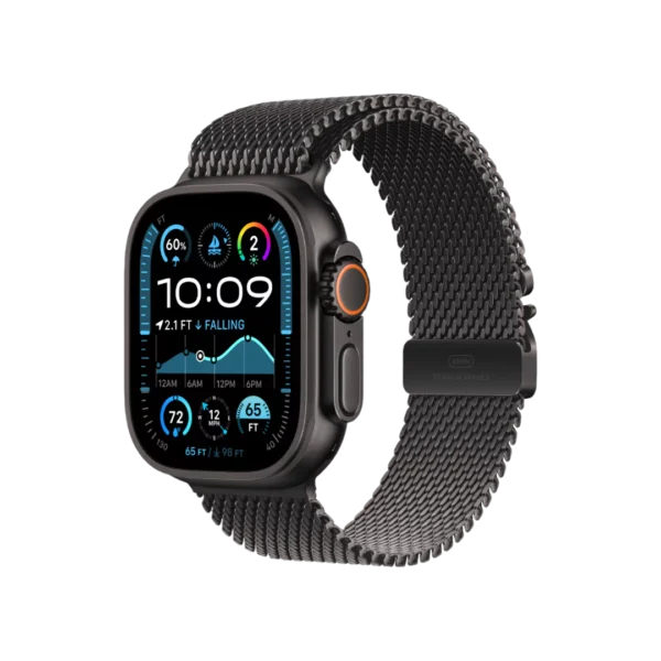 Apple Watch Ultra 2, 49MM Black Titanium Case With Titanium Milanese Loop