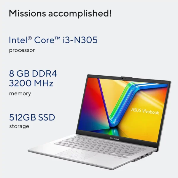 Asus Vivobook Go 14 (2024) Laptop – Intel Core i3-N305 / 14inch FHD / 512GB SSD / 8GB RAM - Image 2