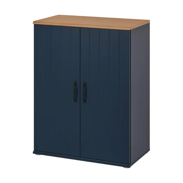 SKRUVBY-Cabinet with doors, black-blue, 70x90 cm